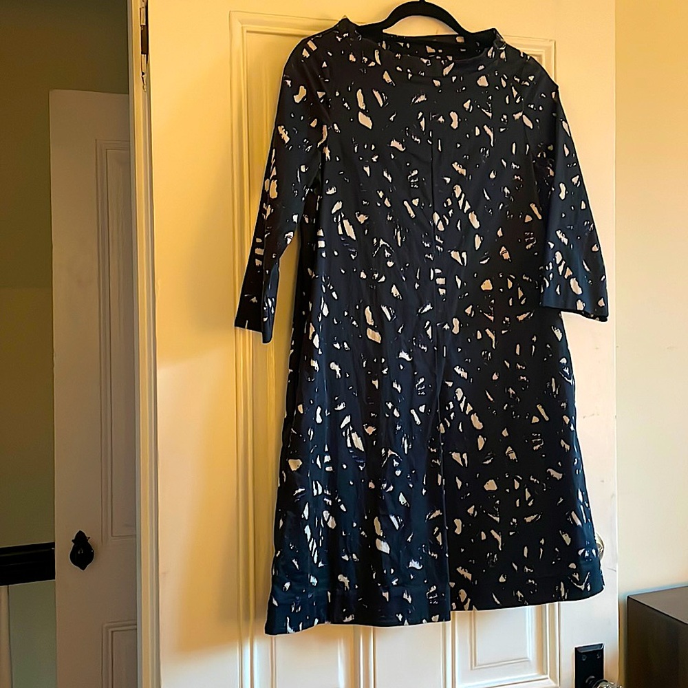 COS cotton dress, size 4, black and tan retro print